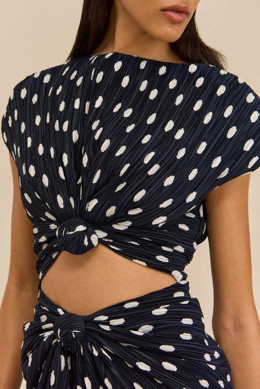 AIRA DRESS - SMALL DOT DEEP LAKE