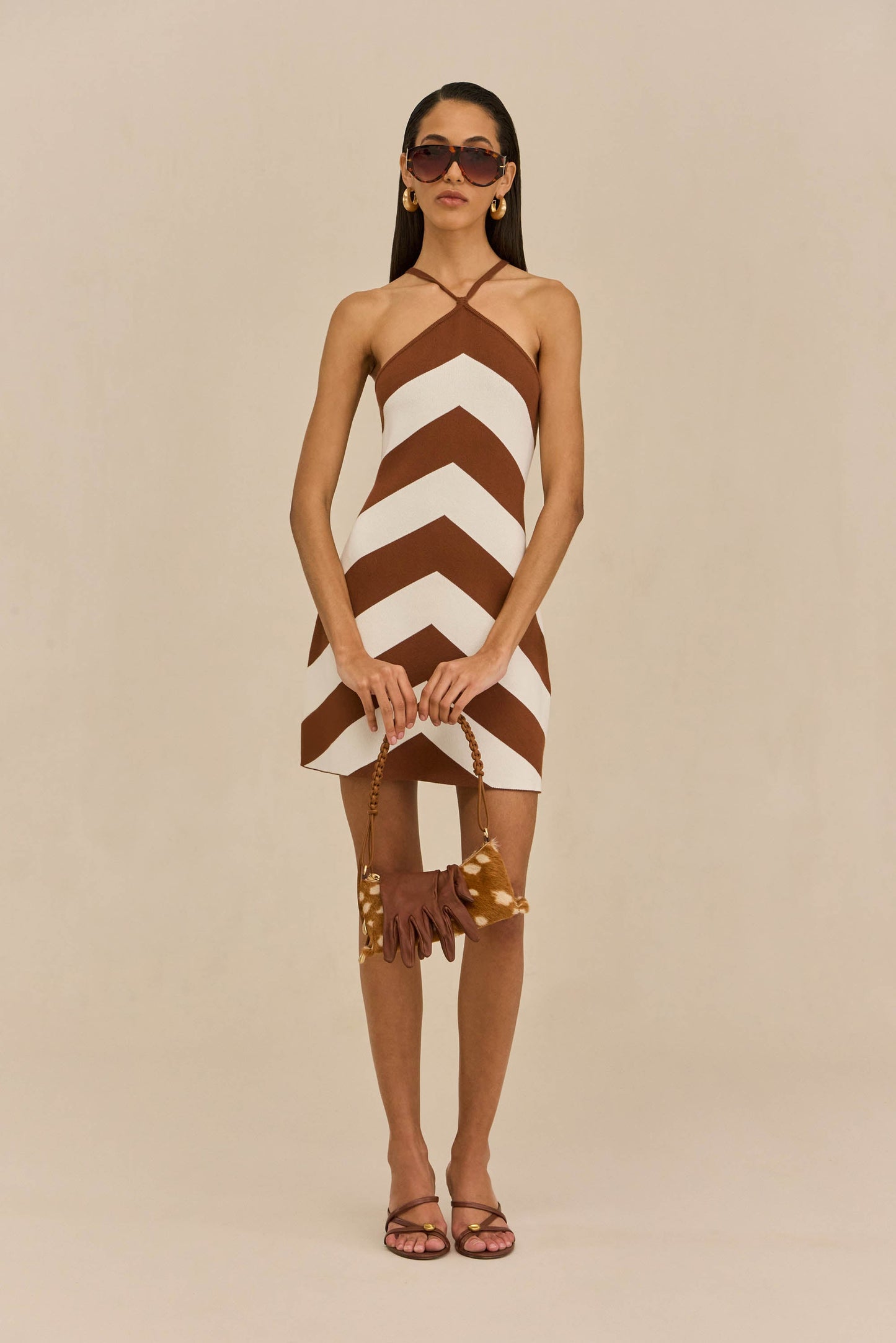 NELSON KNIT DRESS - LARGE SADDLE STRIPE
