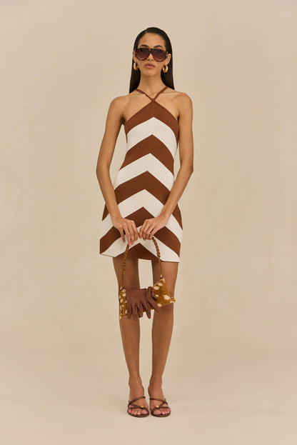 NELSON KNIT DRESS - LARGE SADDLE STRIPE