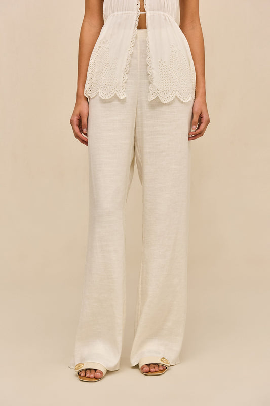 SARA PANT - OFF WHITE LINEN