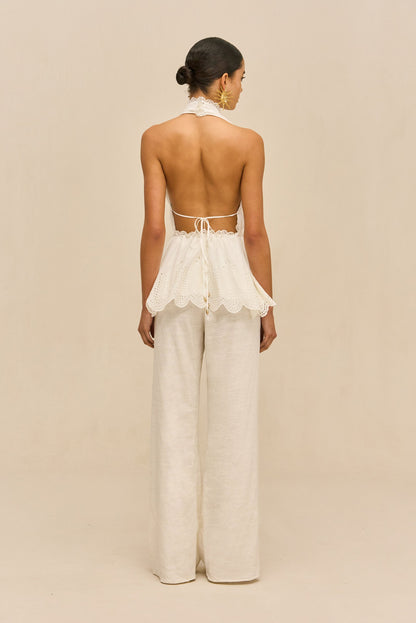 SARA PANT - OFF WHITE LINEN