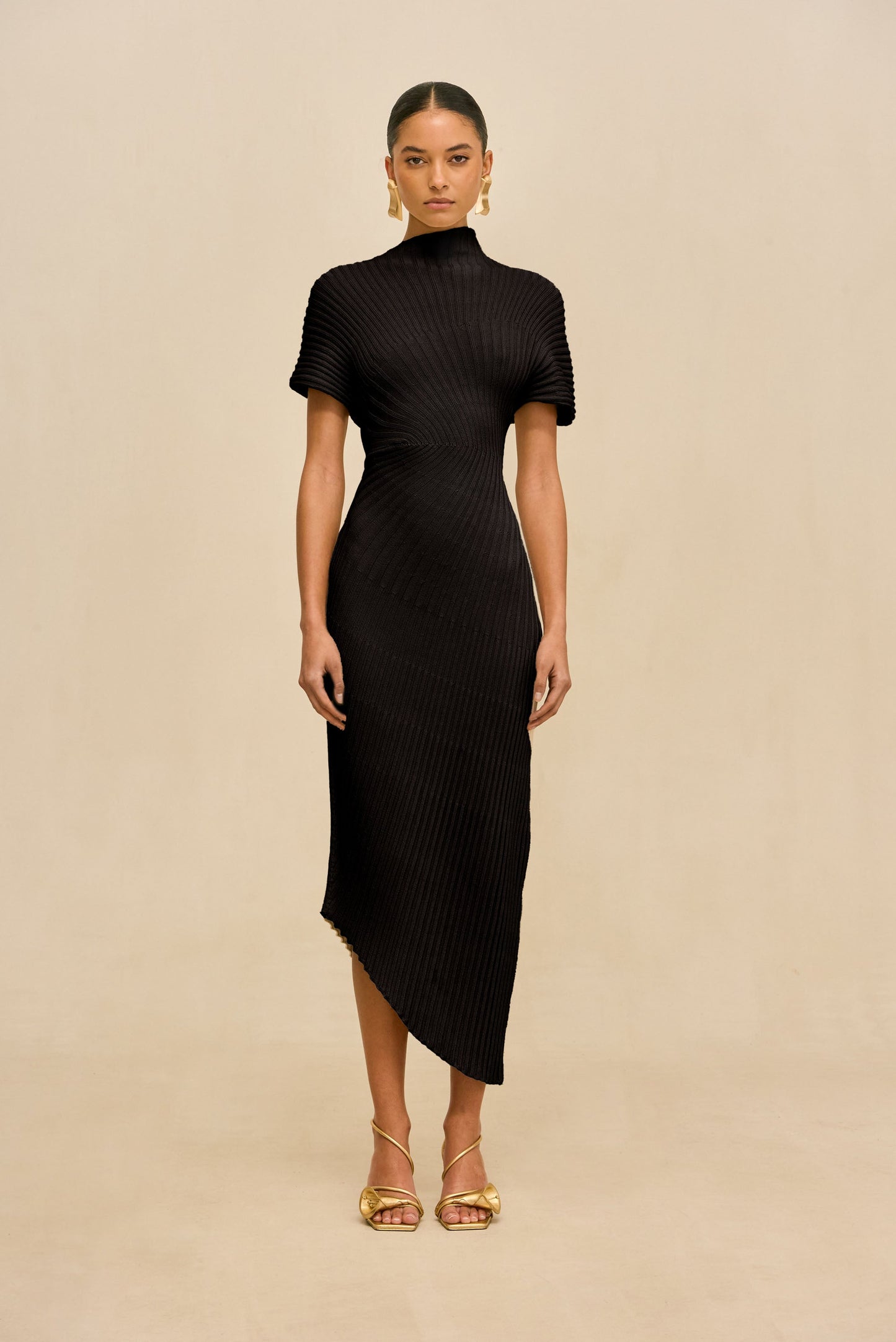 CHRYSTA KNIT DRESS - BLACK