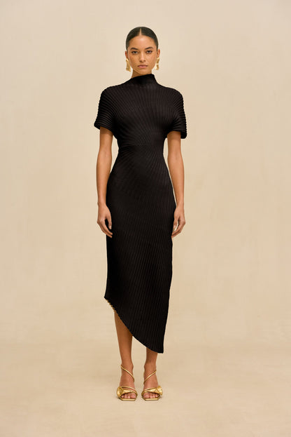CHRYSTA KNIT DRESS - BLACK