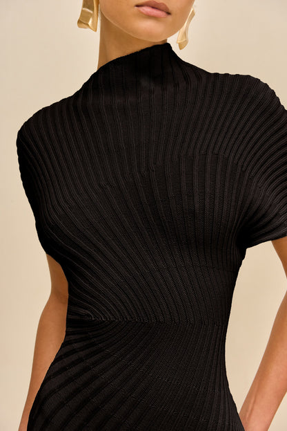 CHRYSTA KNIT DRESS - BLACK
