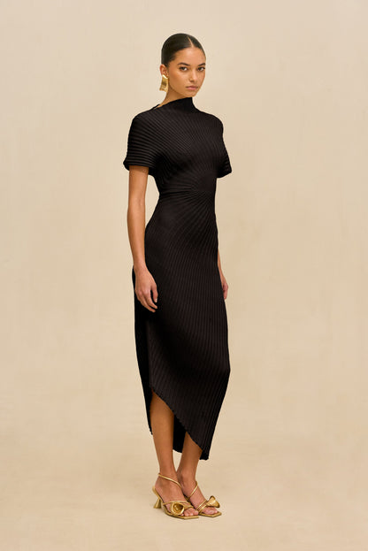 CHRYSTA KNIT DRESS - BLACK