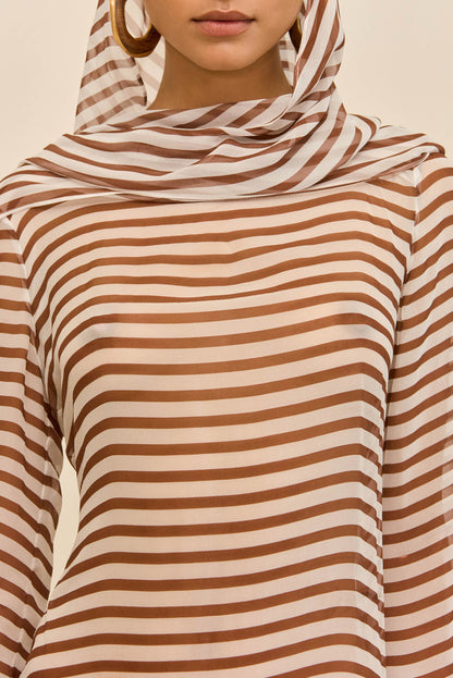 BEAUX COVER-UP DRESS - SMALL SADDLE STRIPE