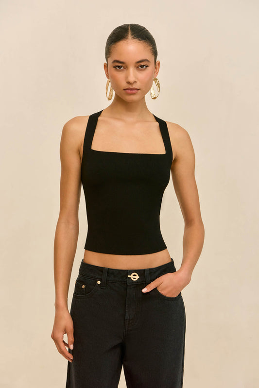 CRAWFORD KNIT TOP - BLACK