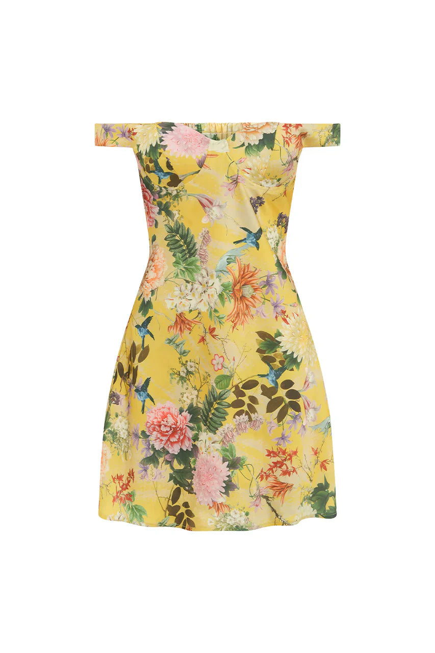 AVETA OFF SHOULDER MINI DRESS - KENDALL YELLOW