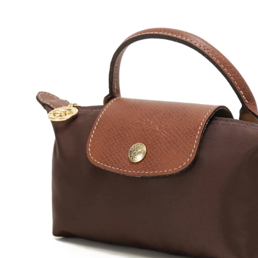 Le Pliage Original Pouch with handle Ebony Brown - Recycled canvas