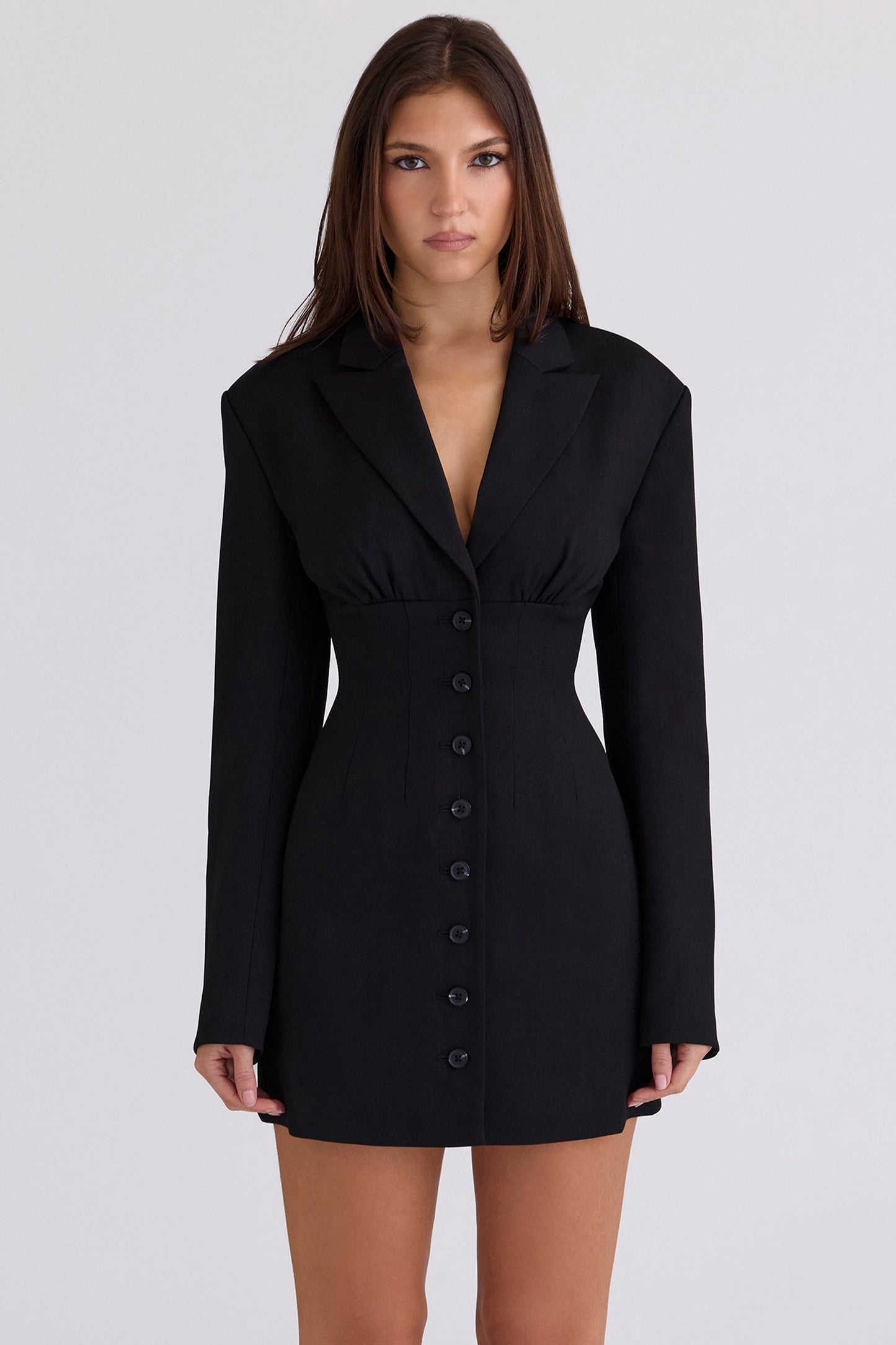 black hourglass blazer dress