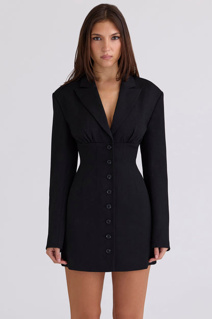 black hourglass blazer dress