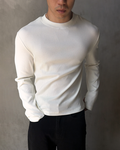 'Tandem' Cream Ribbed Long sleeve