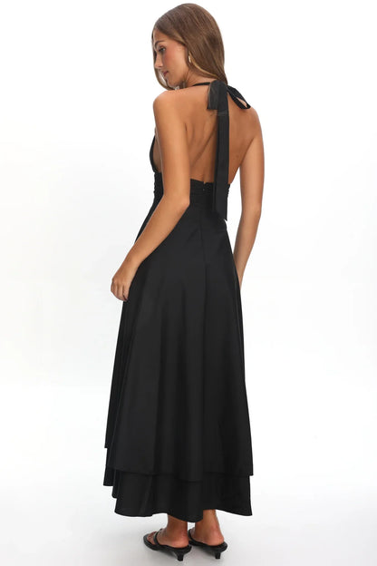 As It Was Halterneck A-Line Maxi Dress Black