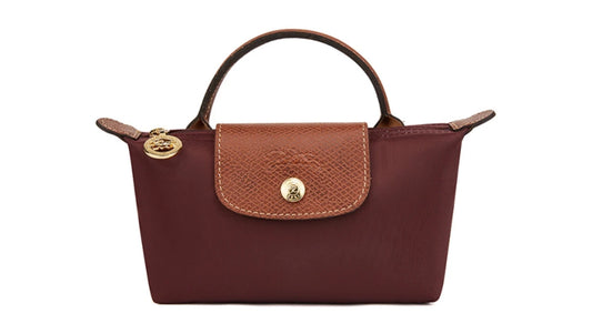 Le Pliage Original Pouch with handle Classic Burgundy - Recycled canvas