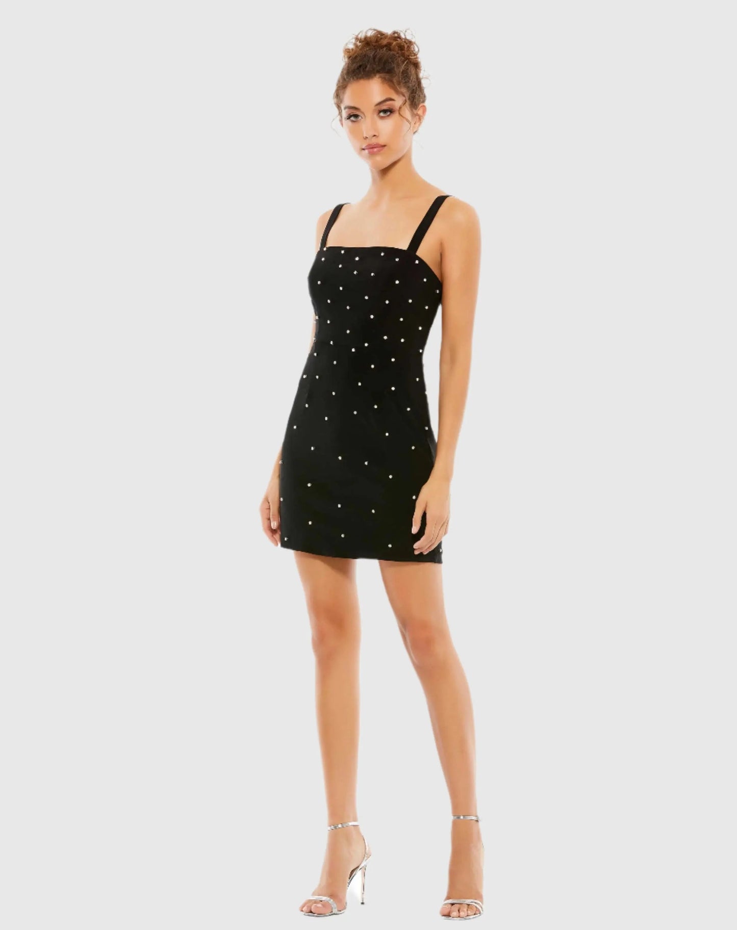 Black Sleeveless Rhinestone Embellished Mini Dress - FINAL SALE