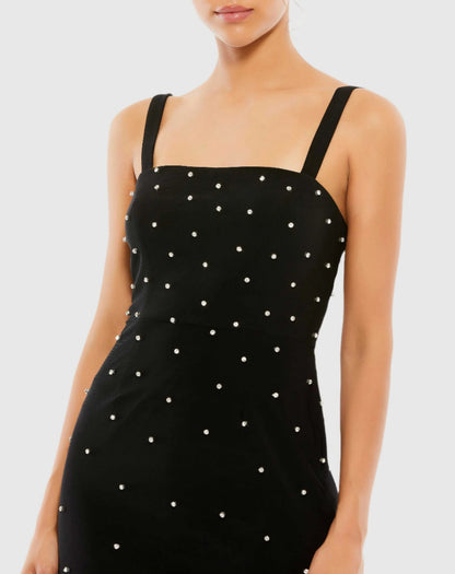 Black Sleeveless Rhinestone Embellished Mini Dress - FINAL SALE