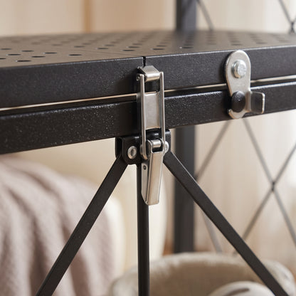 Space‑Saving Foldable Metal Shelving Unit, Freestanding Storage Rack with Lockable Rolling Casters