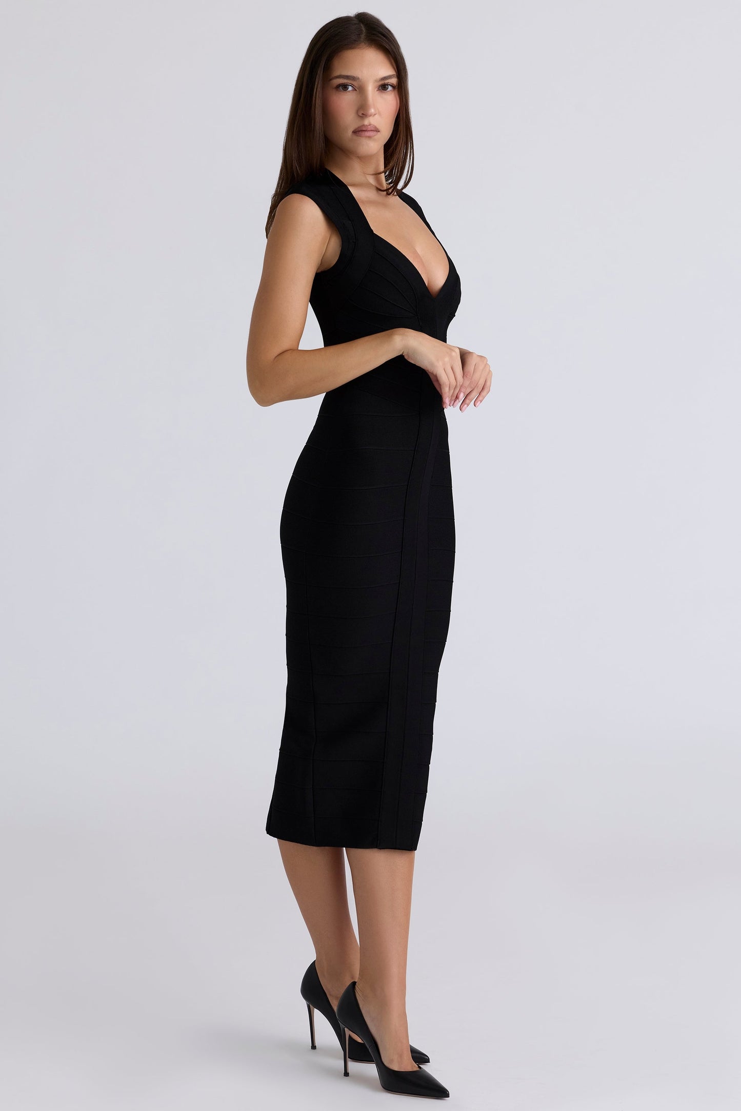 black bandage midi dress