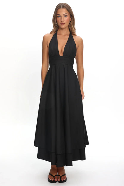 As It Was Halterneck A-Line Maxi Dress Black