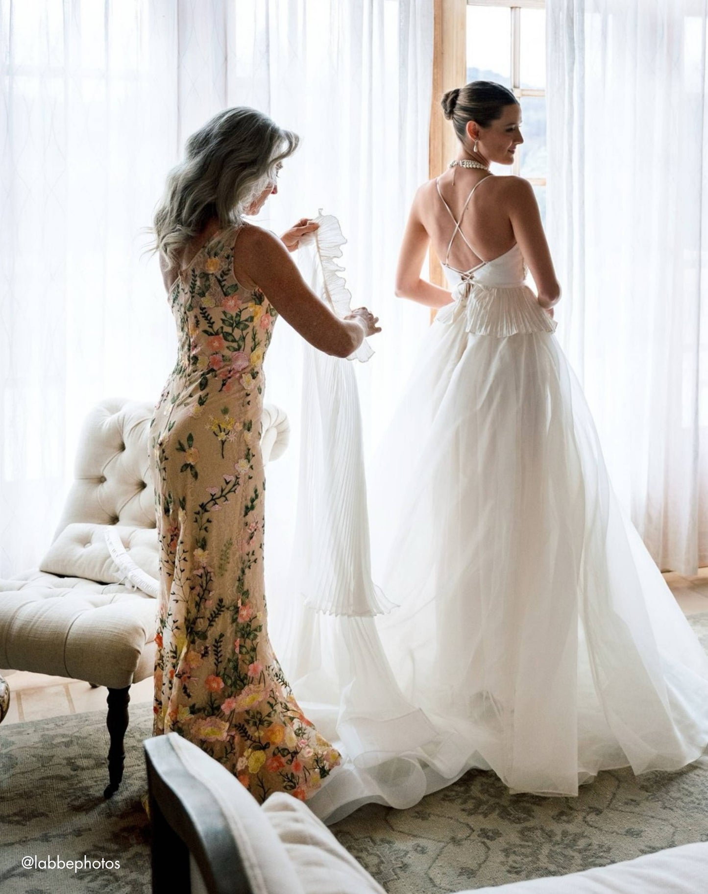 Beige One Shoulder Floral Embroidered Gown
