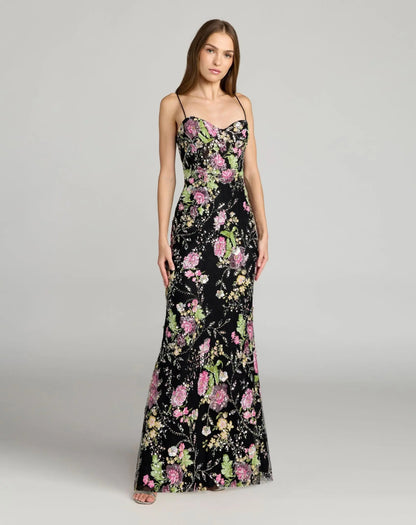 Embellished Bustier Floral Trumpet Gown