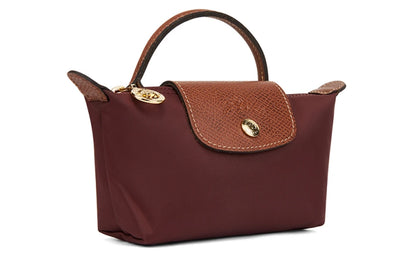 Le Pliage Original Pouch with handle Classic Burgundy - Recycled canvas