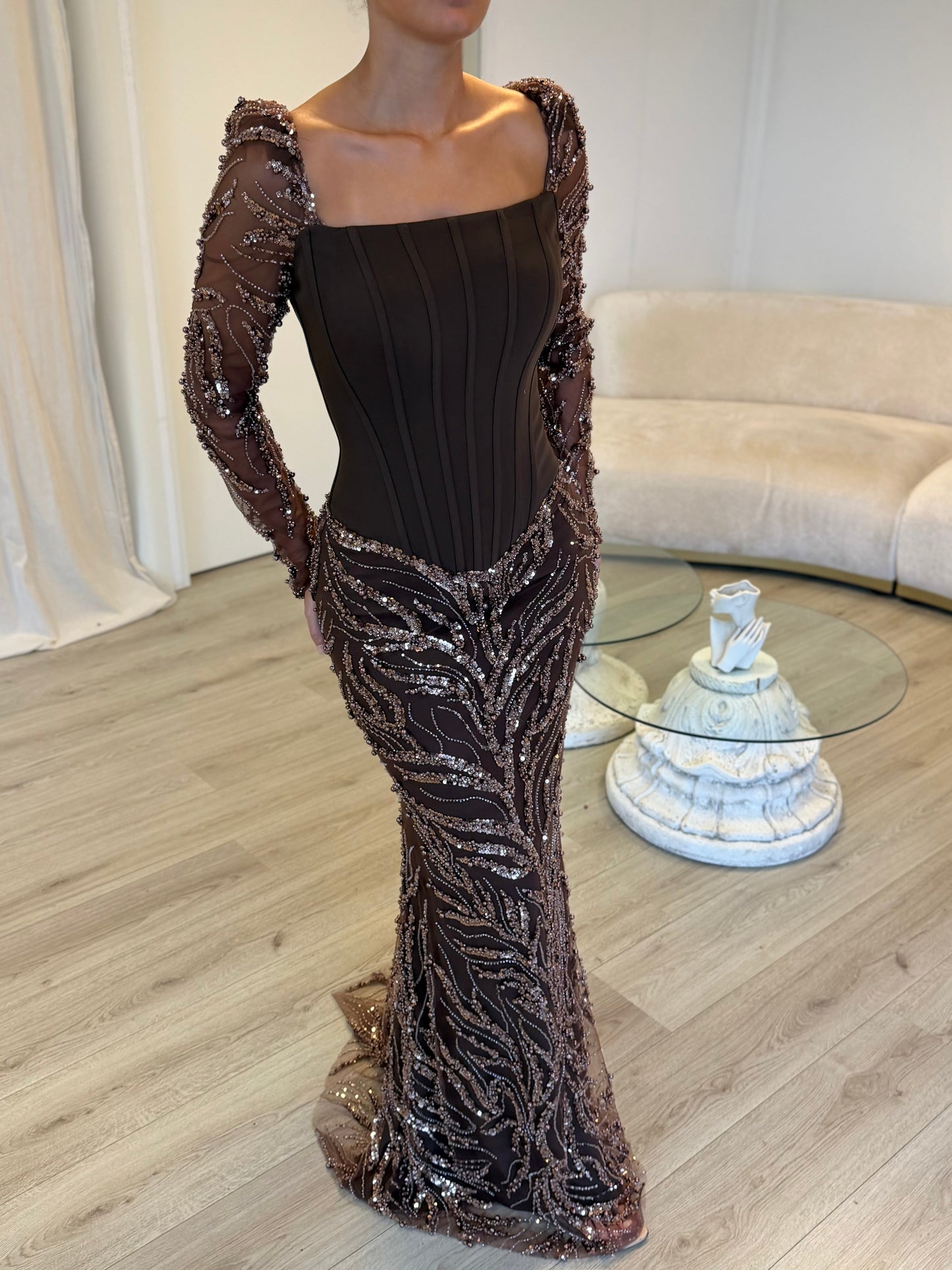 The Lara dress dark brown