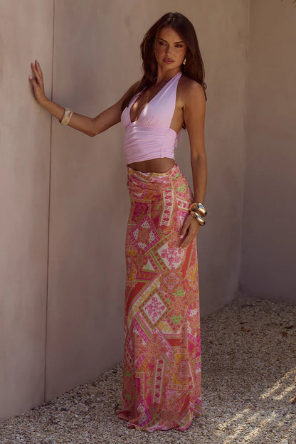 ALEXIS HALTER CUT OUT MAXI DRESS - CAVELLO PEACH