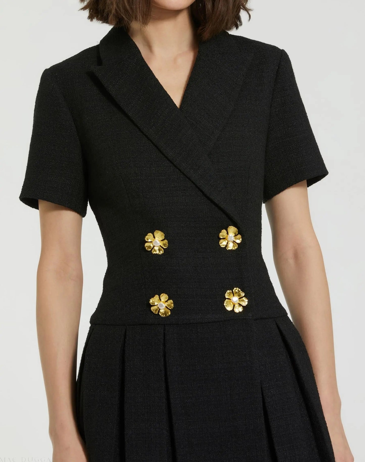 Black Tweed Short Sleeve Blazer Mini Dress - FINAL SALE