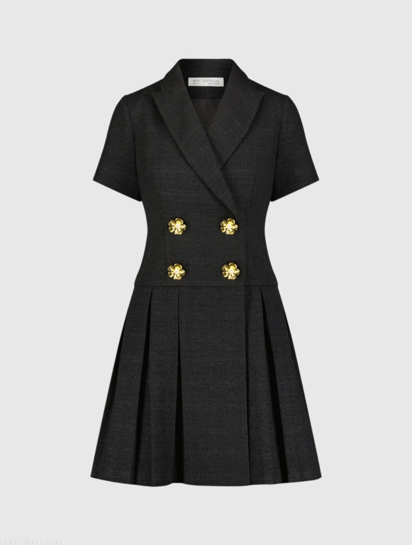 Black Tweed Short Sleeve Blazer Mini Dress - FINAL SALE