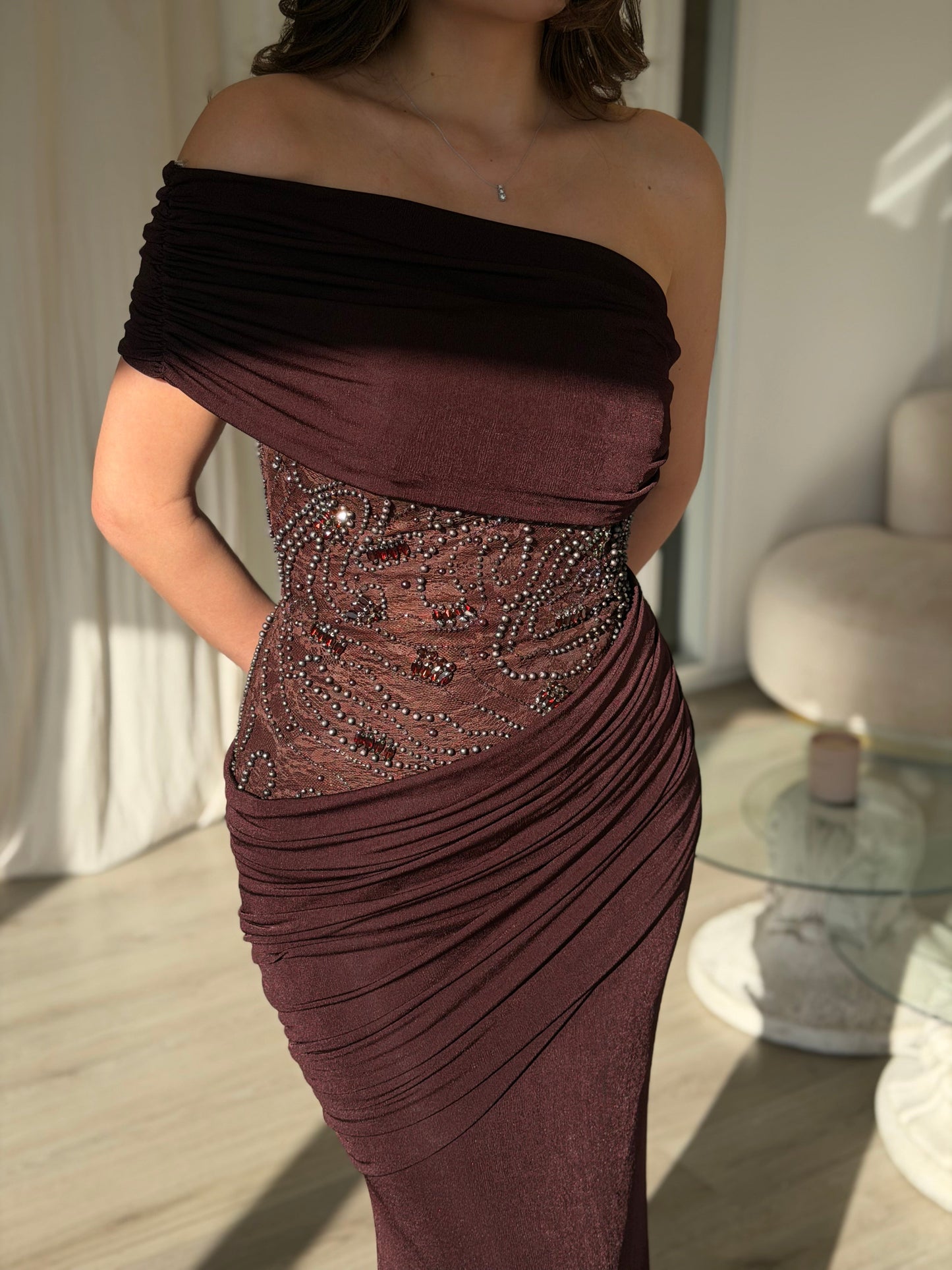 The Lirena dress brown plum