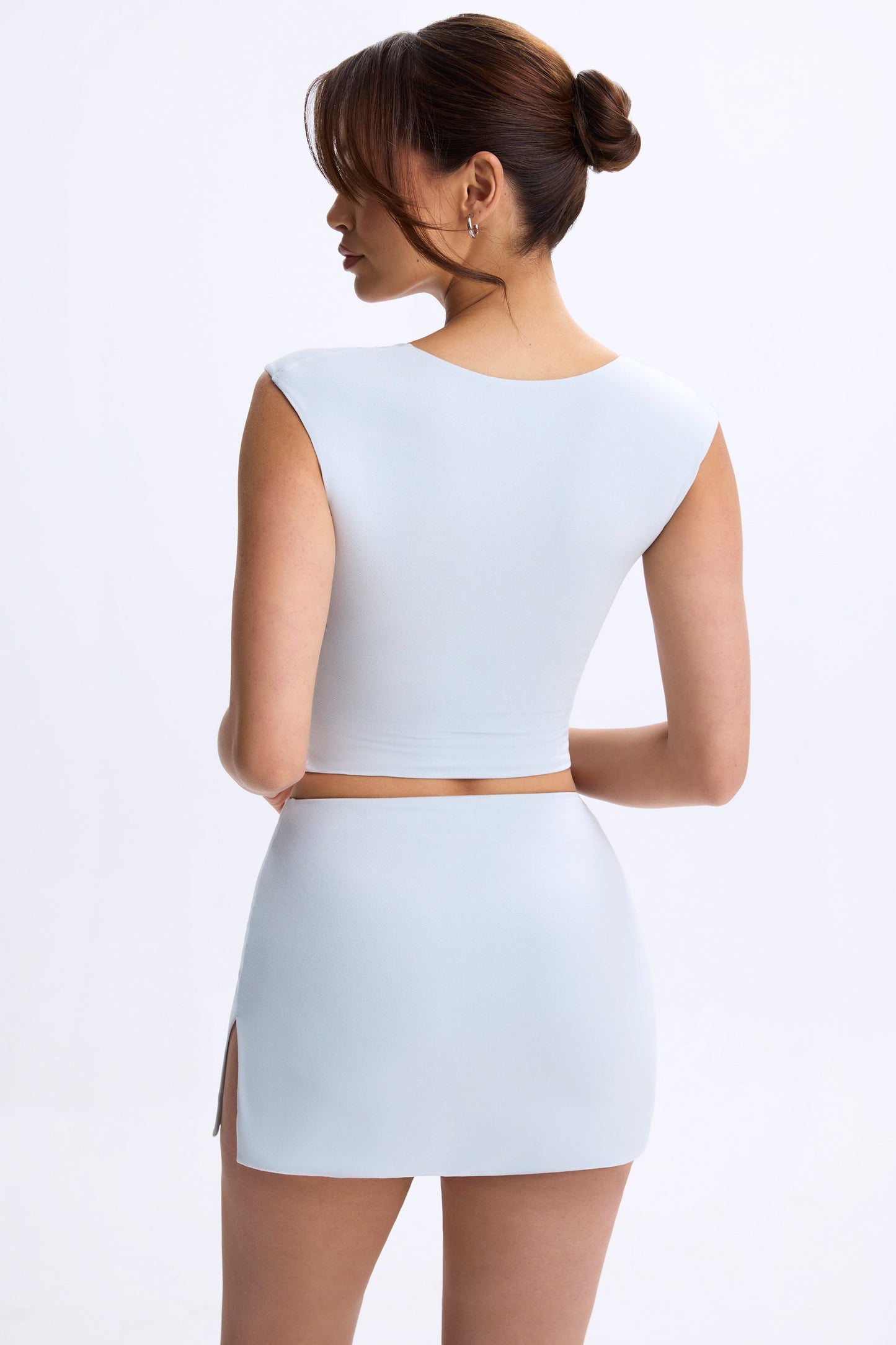 Modal Mid-Rise Micro Mini Skirt in Dusty Blue