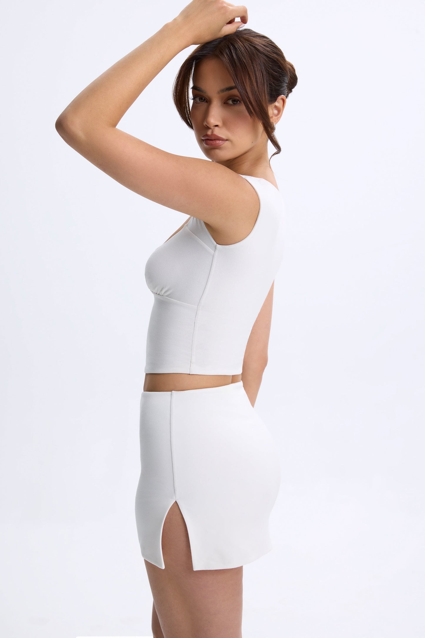 Modal Mid-Rise Micro Mini Skirt in White
