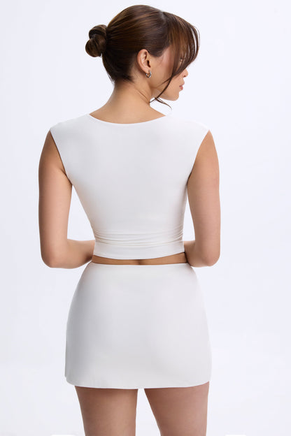 Modal Mid-Rise Micro Mini Skirt in White