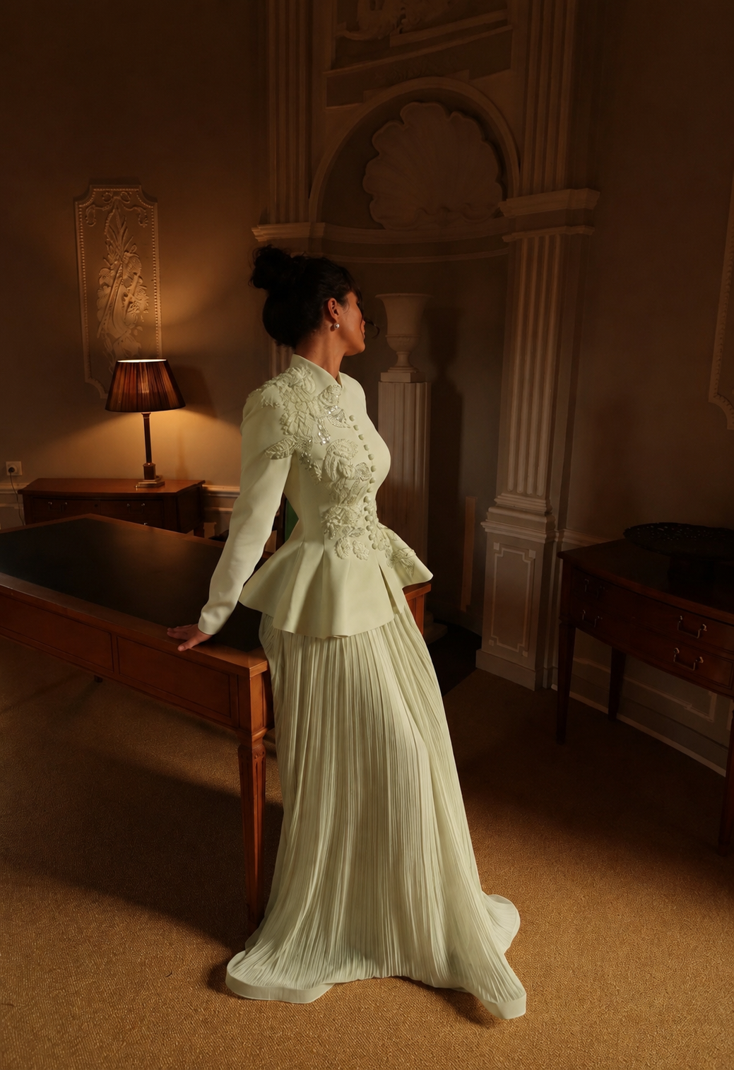 The Aurelia suit soft green
