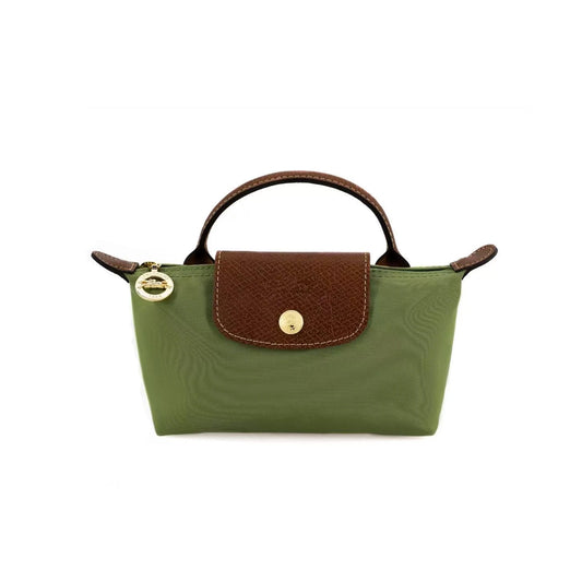 Le Pliage Original Pouch with handle Moss Green - Recycled canvas