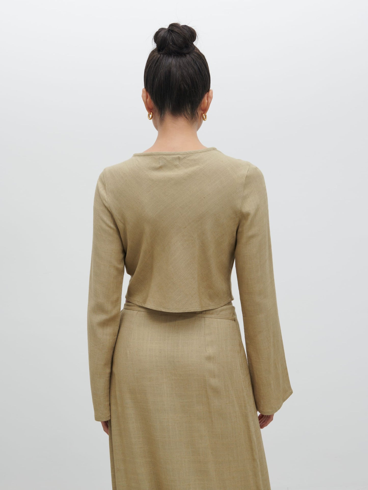 Abigail Button Front Linen Blouse - Olive