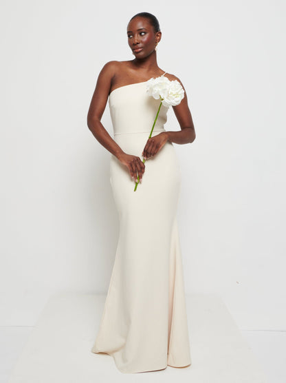 Amelia Crepe Maxi Bridesmaid Dress - Champagne