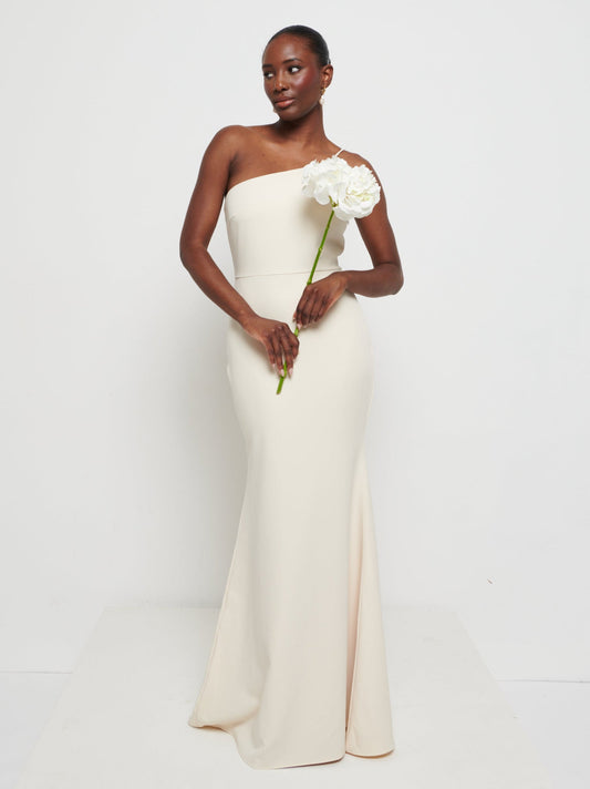 Amelia Crepe Maxi Bridesmaid Dress - Champagne