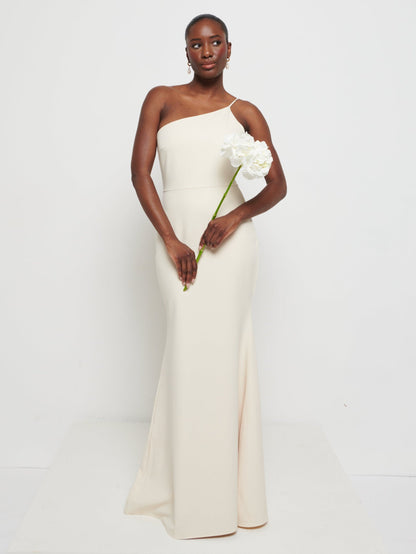 Amelia Crepe Maxi Bridesmaid Dress - Champagne