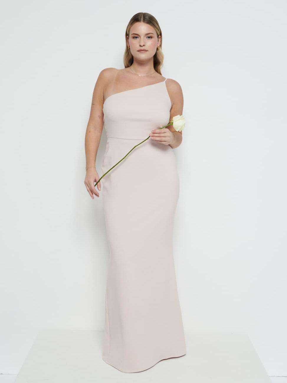 Amelia Crepe Maxi Bridesmaid Dress - Blush