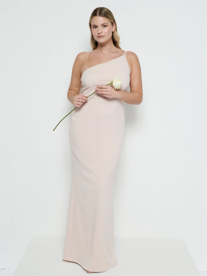 Amelia Crepe Maxi Bridesmaid Dress - Blush