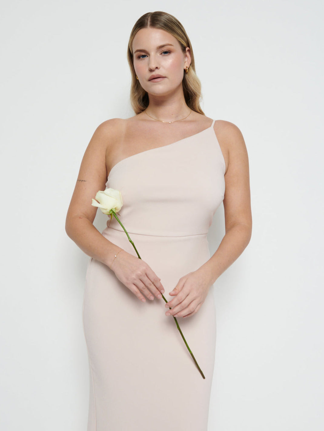 Amelia Crepe Maxi Bridesmaid Dress - Blush