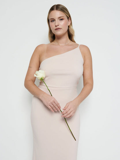 Amelia Crepe Maxi Bridesmaid Dress - Blush