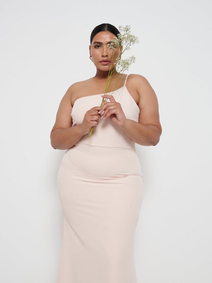 Amelia Crepe Maxi Bridesmaid Dress Curve - Blush