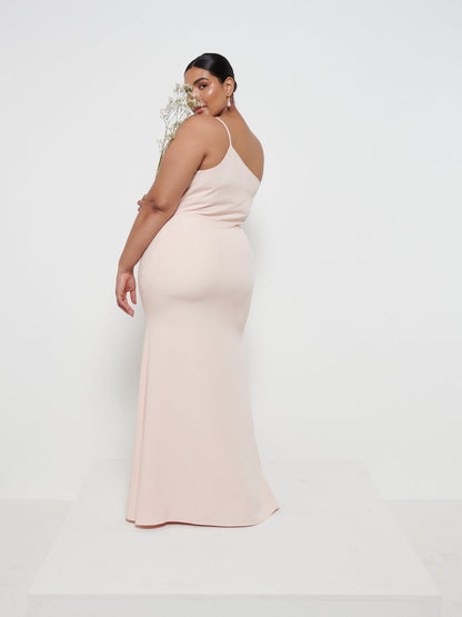 Amelia Crepe Maxi Bridesmaid Dress Curve - Blush
