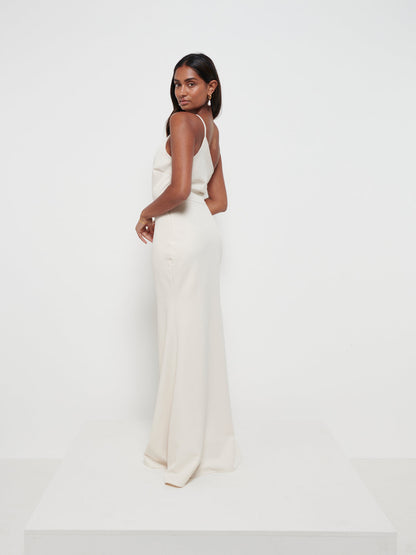Amelia Crepe Bridesmaid Maxi Dress - Champagne