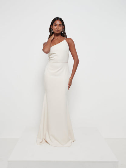 Amelia Crepe Bridesmaid Maxi Dress - Champagne