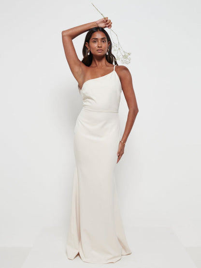 Amelia Crepe Bridesmaid Maxi Dress - Champagne