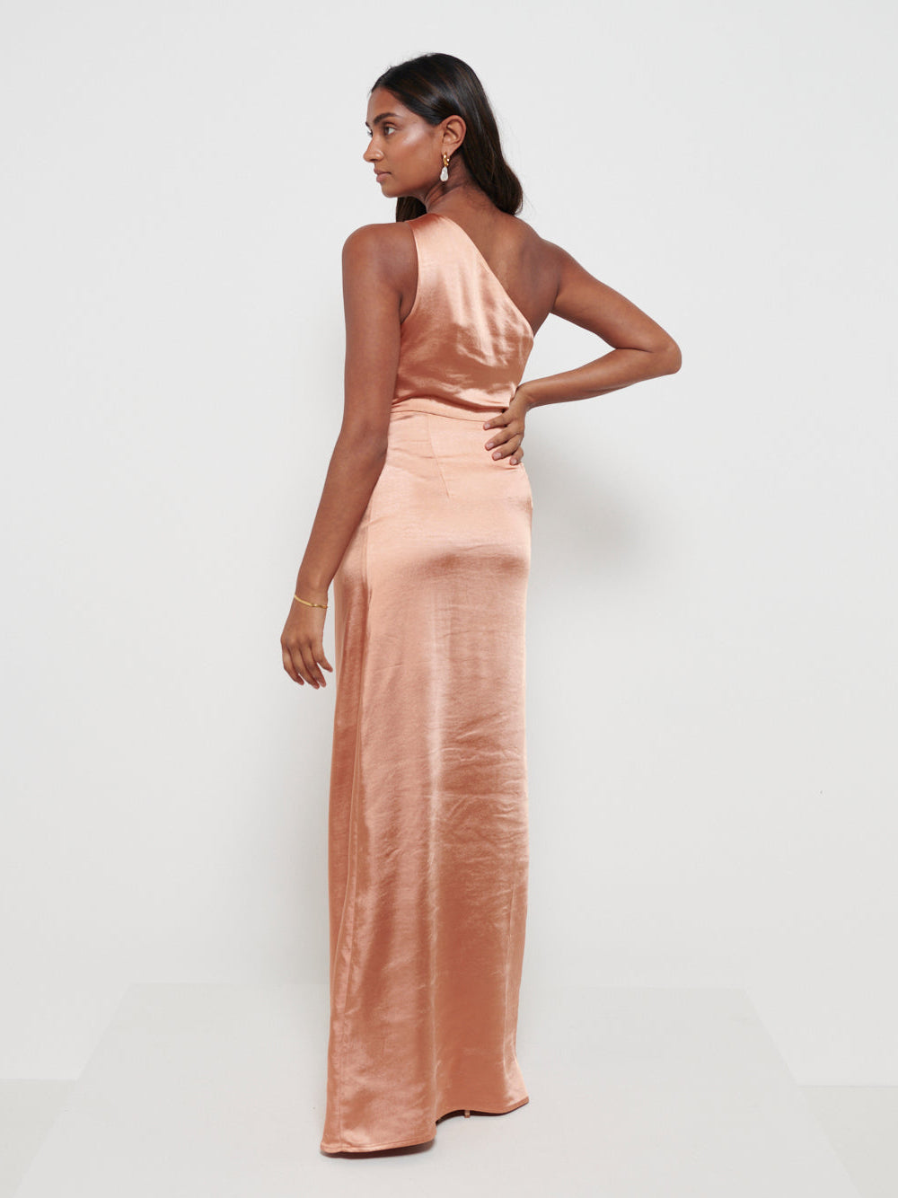 Amelia Ruched Maxi Bridesmaid Dress - Matte Cinnamon
